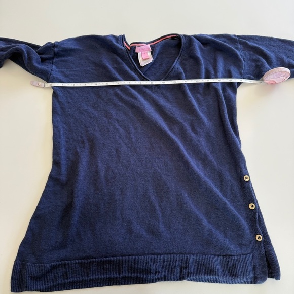 Lilly Pulitzer- 100% Linen V Neck Sweater-Spring-Nautical-Pull over-Women’s M - Picture 13 of 13